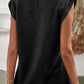 Opaque Basic Style Round Neck Cap Sleeve Blouse