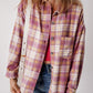 Plaid Collared Neck Button Up Shacket