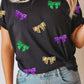 Full Size Bow Print Sequin Round Neck Short Sleeve T-Shirt