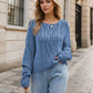 Round Neck Dropped Shoulder Long Sleeve Sweater