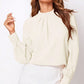 Ruched Mock Neck Long Sleeve Blouse