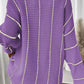 Striped V-Neck Dropped Shoulder Sweater