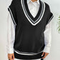 Contrast Trim V-Neck Sweater Vest