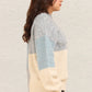 VERY J Color Block Mock Neck Drop Shoulder Sweater