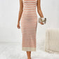 Round Neck Sleeve Midi Knit Dress
