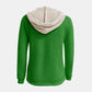 Full Size Waffle-Knit Contrast Long Sleeve Hoodie