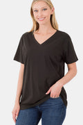 Zenana Full Size V-Neck Short Sleeve T-Shirt *