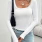 Devine Lace Detail Scoop Neck Long Sleeve T-Shirt