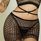 Yelete Rhinestone Fishing Net Crisscross Two-Piece Lingerie Set