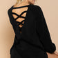 POL Back Cross Strap Detail Balloon Sleeve Sweatshirt