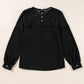 Lace Detail Round Neck Long Sleeve Blouse