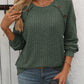 Full Size Decor Button Long Sleeve Ribbed T-Shirt