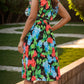 FULL SIZE Ruffled Printed Surplice Cap Sleeve Dress