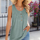 Eyelet Buttoned Round Neck Tank