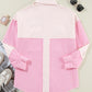 Two-tone Color Exposed Seam Corduroy Shacket