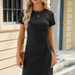 Ruched Round Neck Short Sleeve Mini Dress