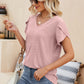 Eyelet Petal Sleeve V-Neck Knit Top