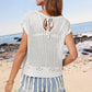 Openwork Cap Sleeve Knit Cover Up with Tassel