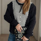 Contrast Button Down Long Sleeve Cardigan