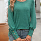Full Size Decorative Button Round Neck Long Sleeve T-Shirt
