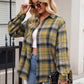 Pocketed Plaid Collared Neck Long Sleeve Shirt