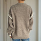 Contrast Trim Round Neck Dropped Shoulder Sweater