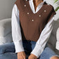 Pearl Trim V-Neck Sweater Vest