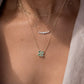 Stainless Steel Zircon Lucky Clover Pendant Necklace
