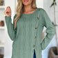 Slit Round Neck Long Sleeve T-Shirt