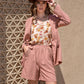 Lace Detail Collared Neck Long Sleeve Top and Shorts Set
