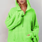 Double Take Half Zip Long Sleeve Hoodie with Kangaroo Pocket