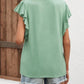 Full Size Ruffled Notched Cap Sleeve T-Shirt
