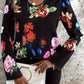 Printed Notched Long Sleeve Blouse