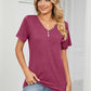Decorative Button V-Neck T-Shirt