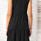 Decorative Button Scoop Neck Sleeveless Tiered Dress