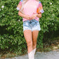 Sequin Round Neck Short Sleeve Blouse