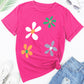 Flower Round Neck Short Sleeve T-Shirt