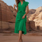Tied Notched Cap Sleeve Dress