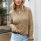 Cable-Knit Round Neck Dropped Shoulder Sweater