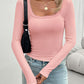 Devine Lace Detail Scoop Neck Long Sleeve T-Shirt