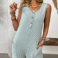 Pocketed Round Neck Sleeveless Romper