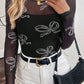 Bow Round Neck Long Sleeve Top