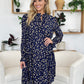 Double Take Full Size Printed Ruffle Hem Long Sleeve Dress