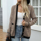 Contrast Trim Button Up Long Sleeve Cardigan