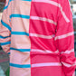 Plus Size Color Block Round Neck Long Sleeve Top