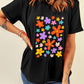 Flower Graphic Round Neck Short Sleeve T-Shirt