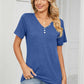 Decorative Button V-Neck T-Shirt
