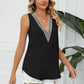Contrast Trim Plunge Sleeveless Blouse