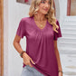 Double Take Full Size Ruched V-Neck Short Sleeve T-Shirt