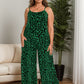 Full Size Leopard Scoop Neck Wide Leg Jumpsuit